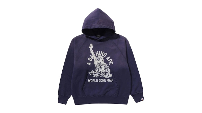 BAPE Destroy Washed Relaxed Fit Pullover Hoodie Purple