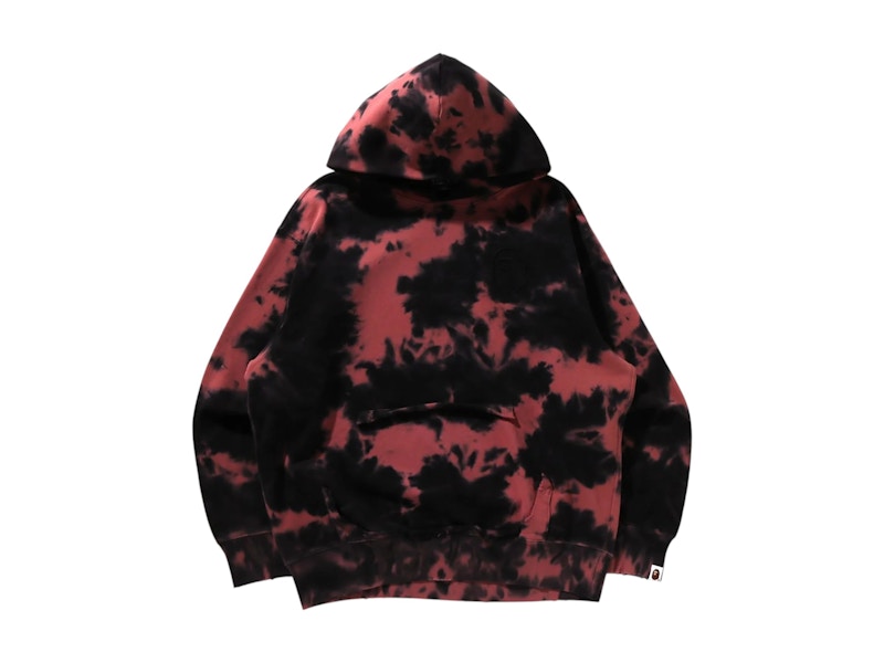 BAPE Destroyed Bleach Logo Relaxed Fit Pullover Hoodie Black