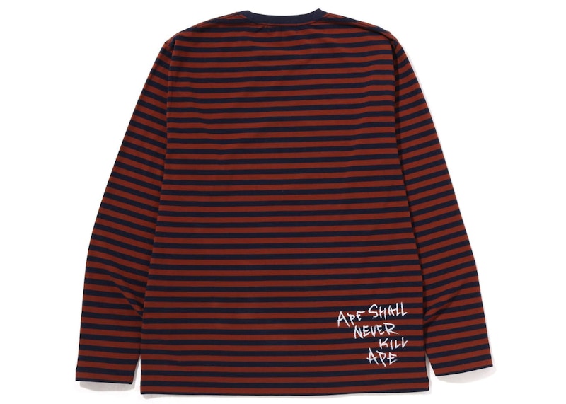 BAPE Discharge College Hoop L/S Tee Brown