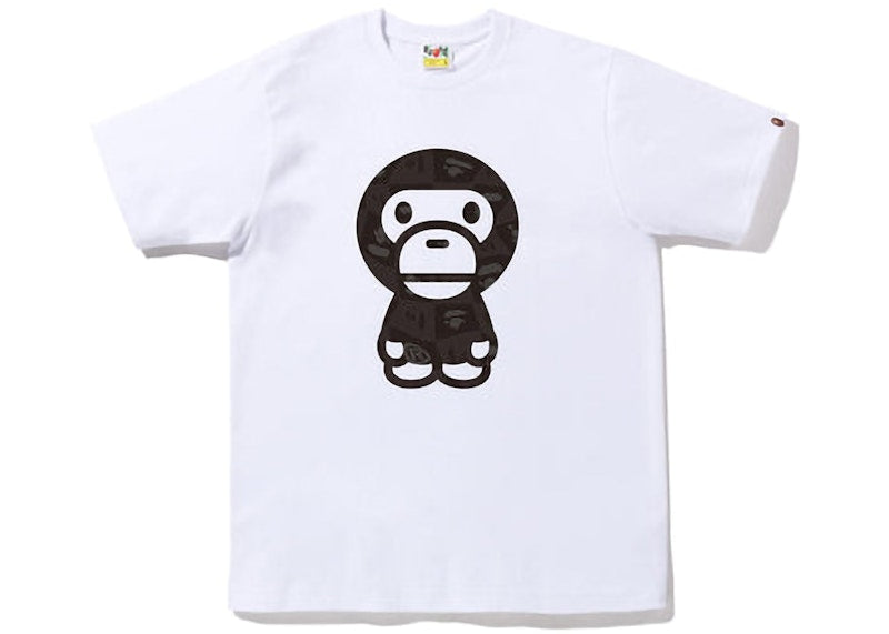 BAPE Distortion Big Baby Milo Tee White Black