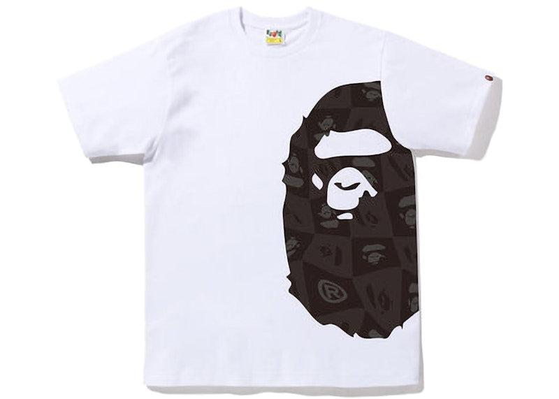 BAPE Distortion Side Big Ape Head Tee White Black