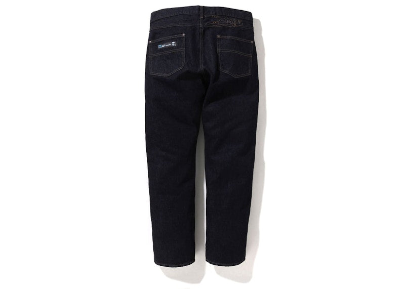 BAPE Double Knee Loose Fit Denim Pants Indigo