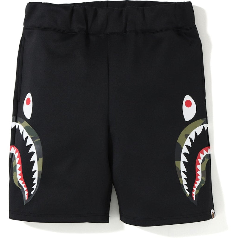 BAPE Double Knit Side Shark Shorts Black