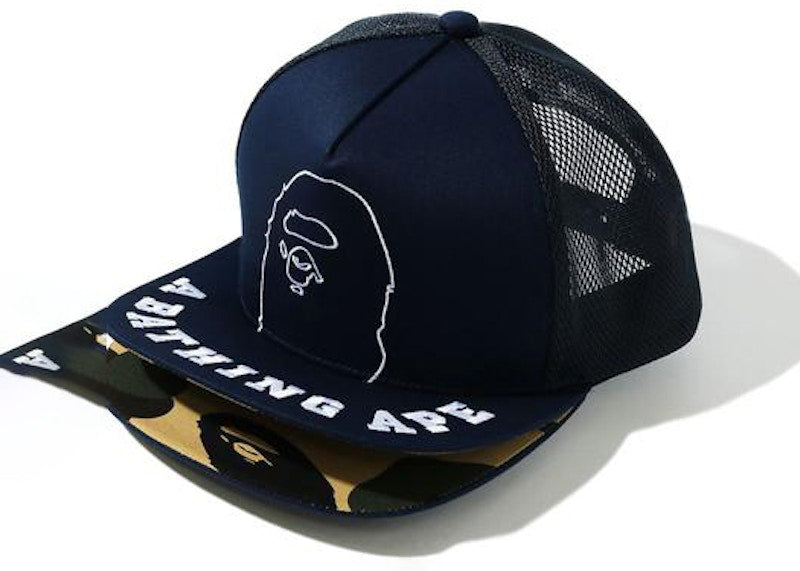 BAPE Double Visor Mesh Snapback Cap Navy
