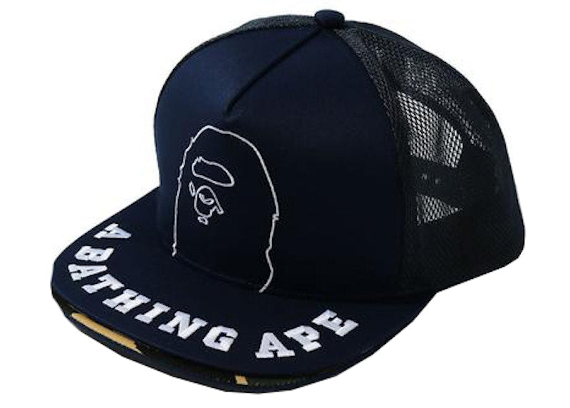 BAPE Double Visor Mesh Snapback Cap Navy