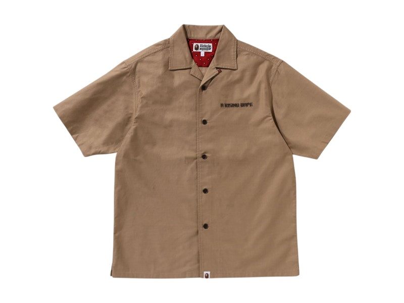 BAPE Dragon Embroidery Open Collar Shirt Beige