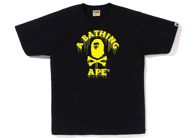 BAPE Drip Ape Crossbone College Tee Black Yellow