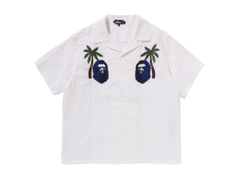 BAPE Embroidered Casual S/S Shirt White