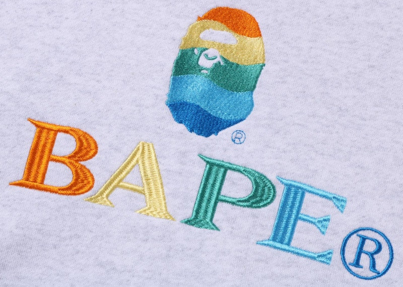 BAPE Embroidery Loose Fit Pullover Hoodie Gray