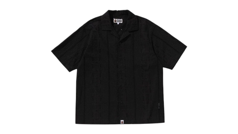 BAPE Embroidery Open Collar S/S Shirt Black
