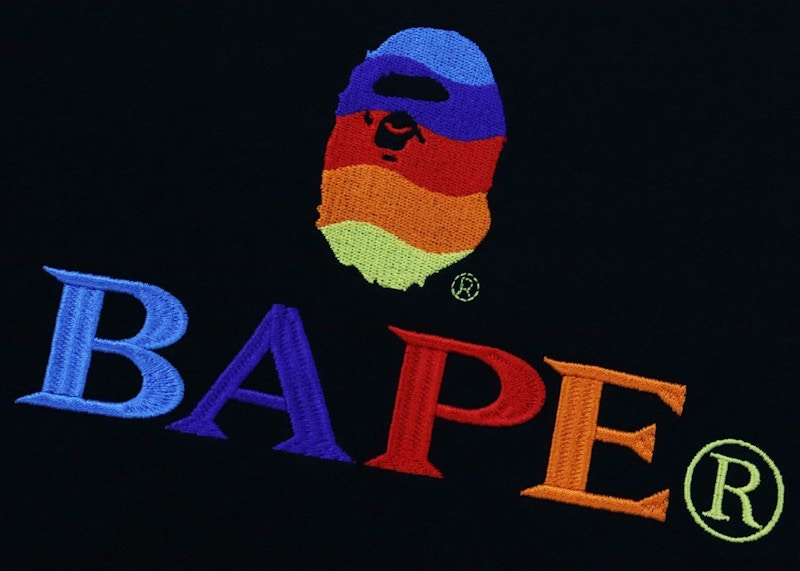 BAPE Embroidery Relaxed Fit L/S Tee Black