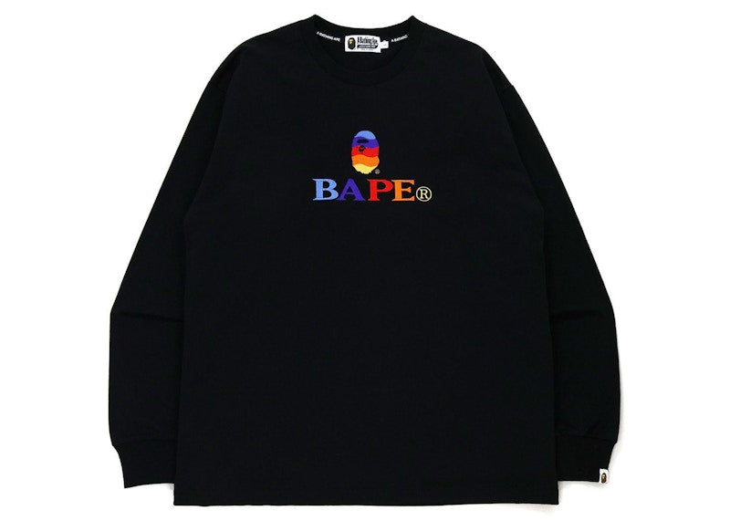 BAPE Embroidery Relaxed Fit L/S Tee Black