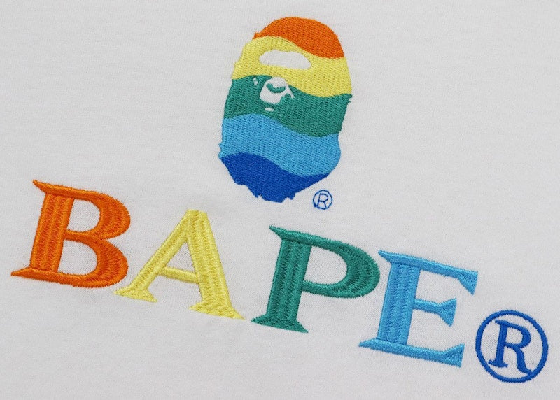 BAPE Embroidery Relaxed Fit L/S Tee White