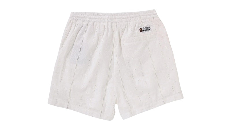 BAPE Embroidery Relaxed Fit Shorts Ivory