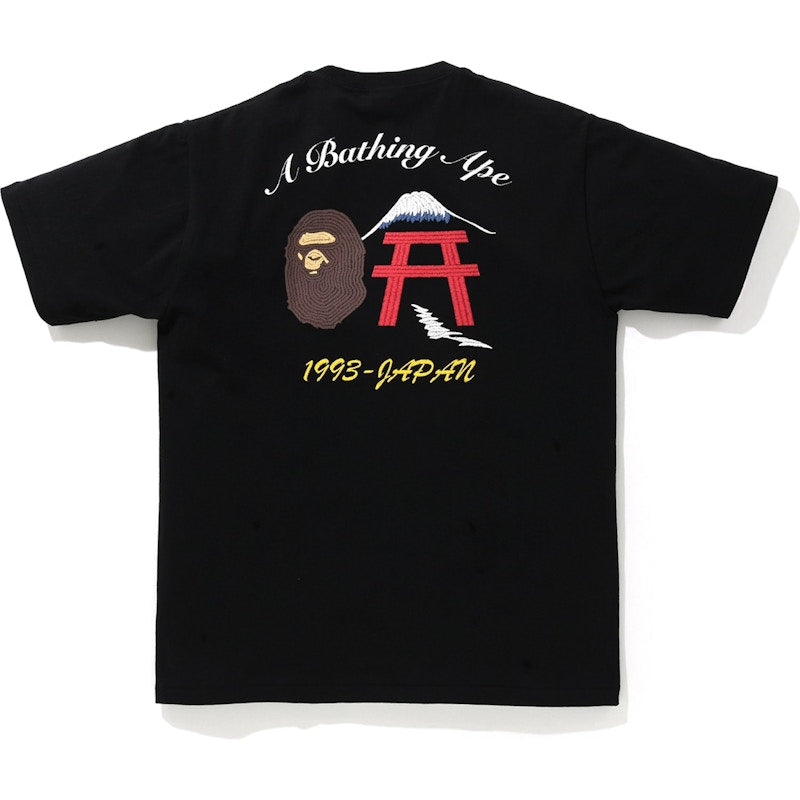 BAPE Embroidery Style Japan Culture Tee Black