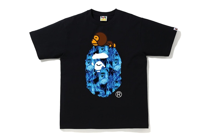 BAPE Flame Milo On Big Ape T-shirt Black/Blue