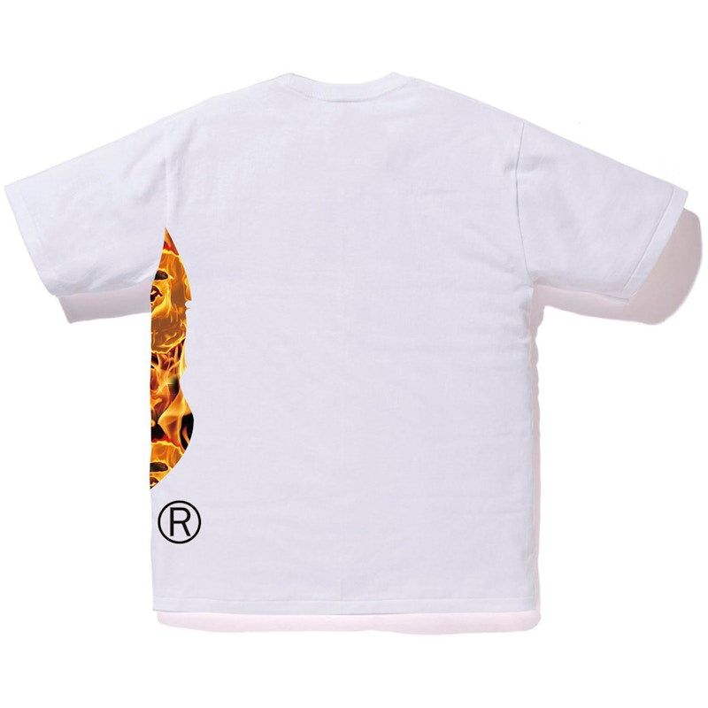BAPE Flame Side Big Ape Head Tee White/Orange