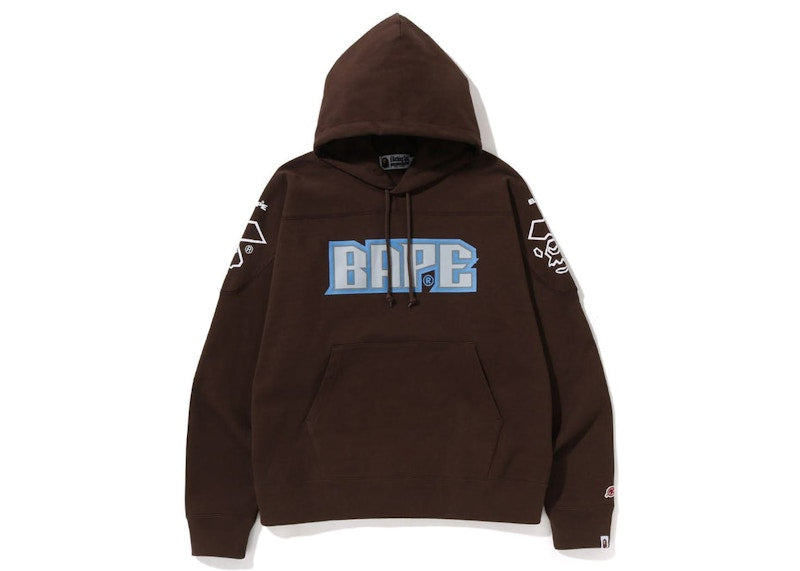 BAPE Football Loose Fit Pullover Hoodie Brown