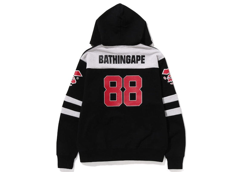 BAPE Football Relaxed Fit Full Zip Hoodie Black
