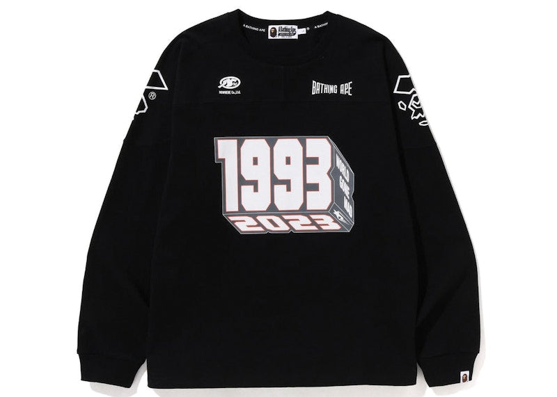 BAPE Football Relaxed Fit L/S Tee Black
