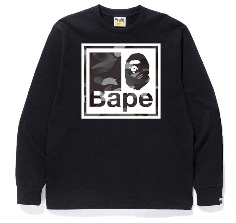 BAPE Gradation Camo Quadrangle L/S Tee Black/Black