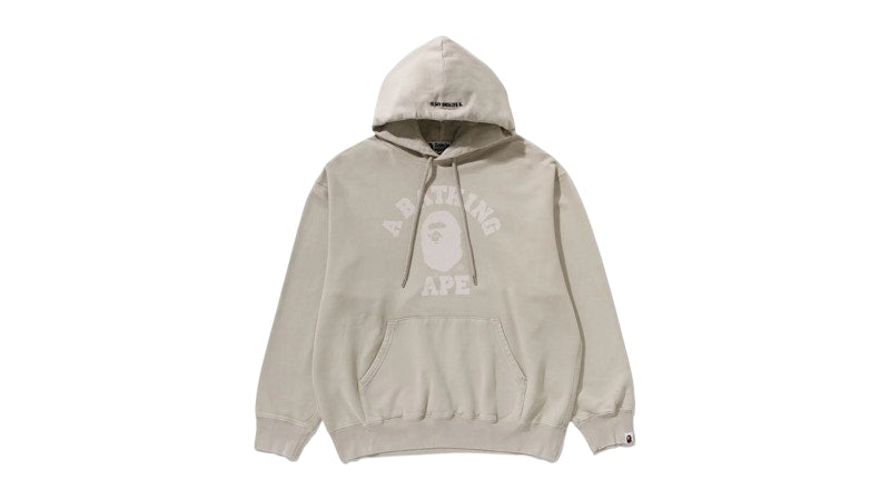 BAPE Garment Dye College Pullover Hoodie Beige