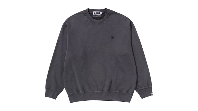 BAPE Garment Dye One Point Relaxed Fit Crewneck Sweatshirt Charcoal