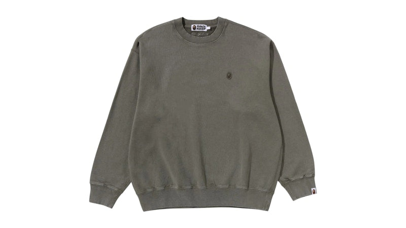 BAPE Garment Dye One Point Relaxed Fit Crewneck Sweatshirt Olivedrab