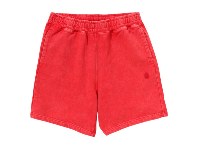 BAPE Garment Dye One Point Relaxed Fit Sweat Shorts Red