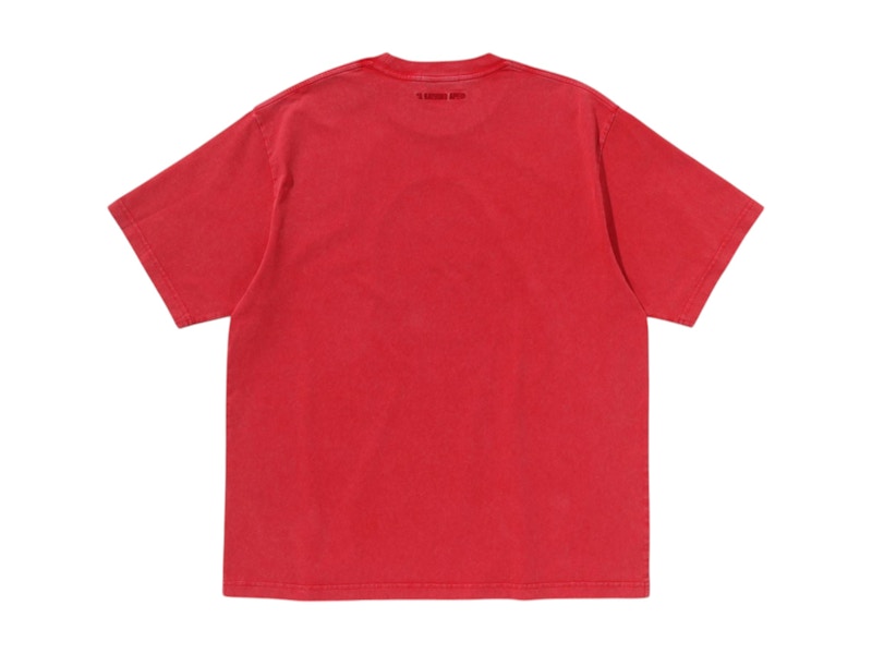 BAPE Garment Dye Rhinestone Ape Head Relaxed Fit Tee Red