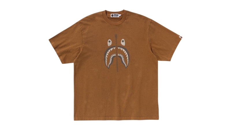 BAPE Garment Dye Shark Relaxed Fit Tee Brown