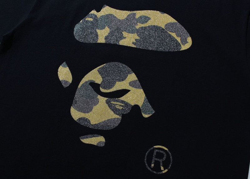 BAPE Glass Beads 1st Camo Ape Face Tee Black/Yellow