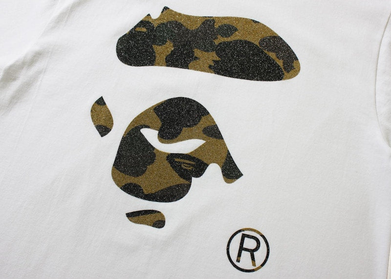 BAPE Glass Beads 1st Camo Ape Face Tee White/Yellow