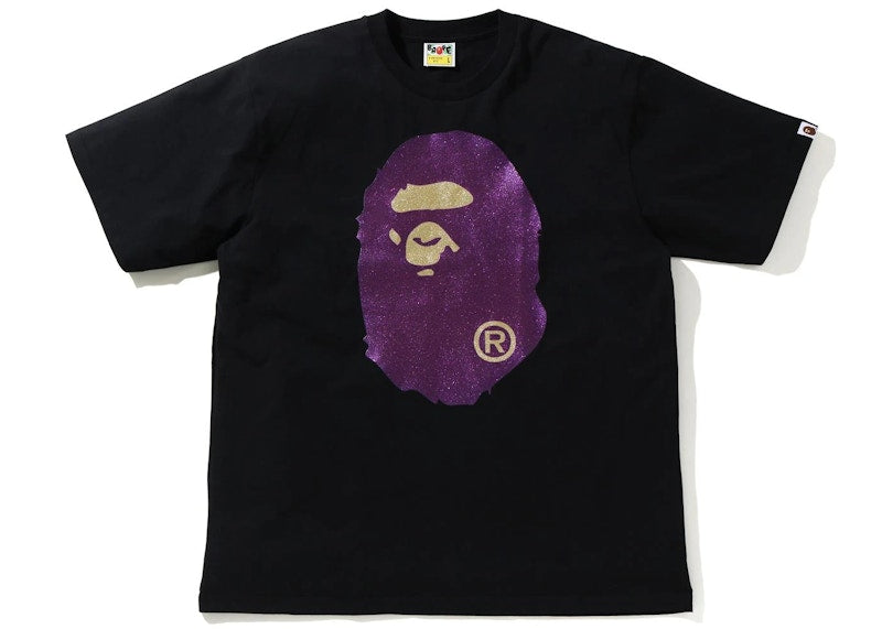 BAPE Glitter Big Ape Head Relaxed Fit Tee Black/Purple