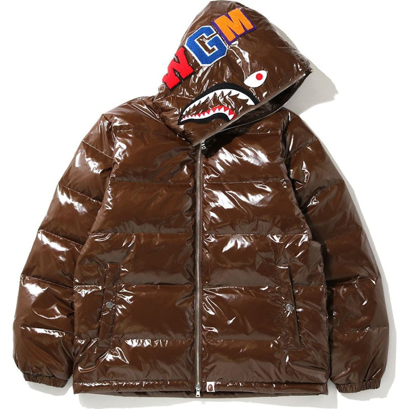 BAPE Glossy Shark Down Jacket Brown
