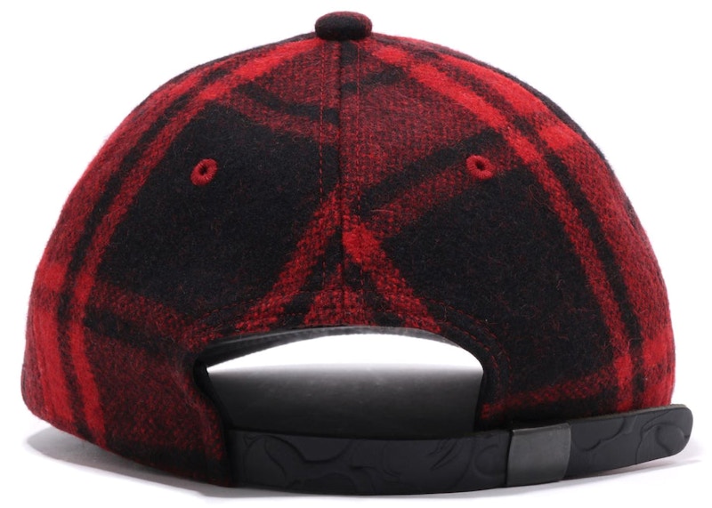 BAPE Golf Mr Bathing Ape Flannel Check Cap Red