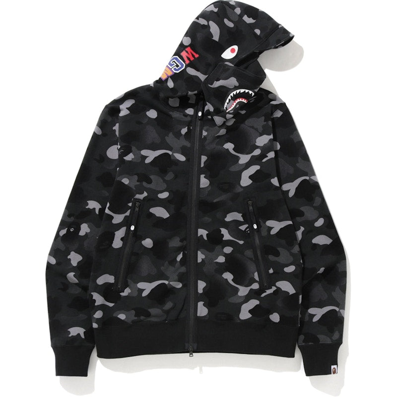 BAPE Gradation Camo Shark Mask Wide Zip Hoodie Black