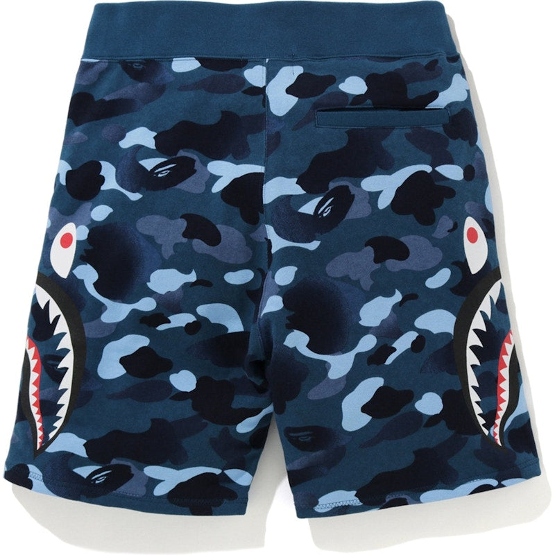 BAPE Gradation Camo Side Shark Sweat Shorts Blue