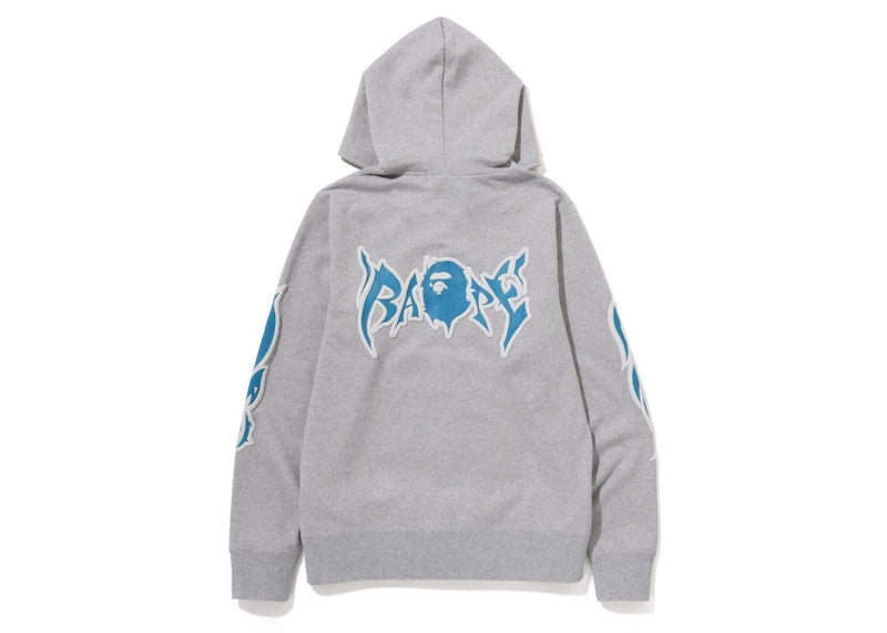 BAPE Graffiti Bape Full Zip Hoodie Grey