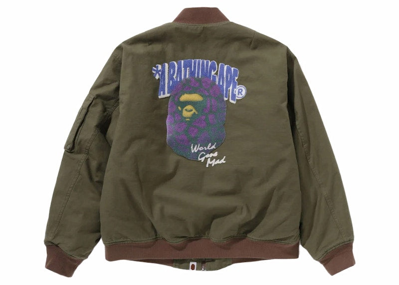 BAPE Graffiti Bomber Jacket Olivedrab