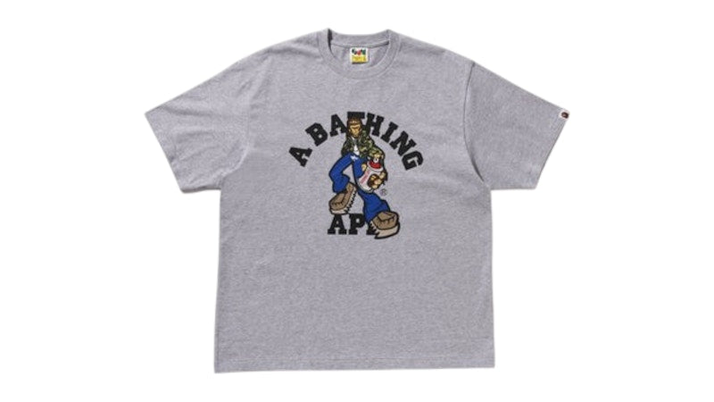 BAPE Graffiti Character College Relaxed Fit Tee Gray