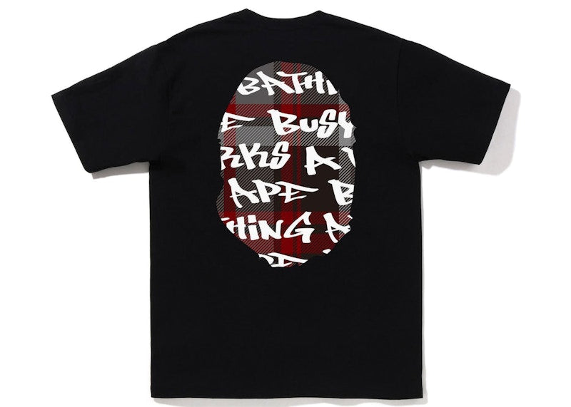 BAPE Graffiti Check Big Ape Head Tee Black Black