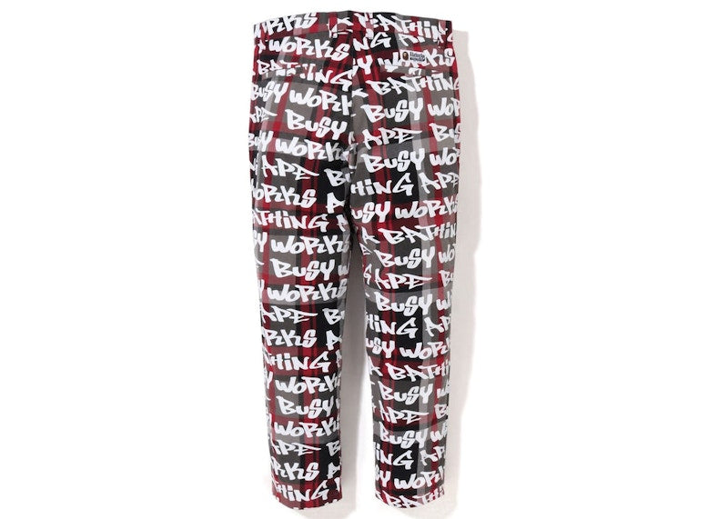 BAPE Graffiti Check One Point Relaxed Fit Pants Black