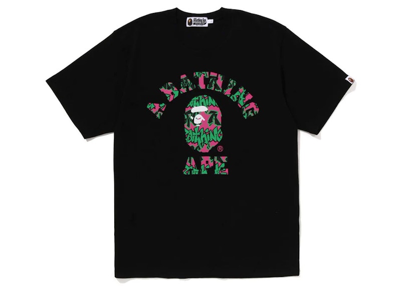BAPE Graffiti Pattern College Tee Black