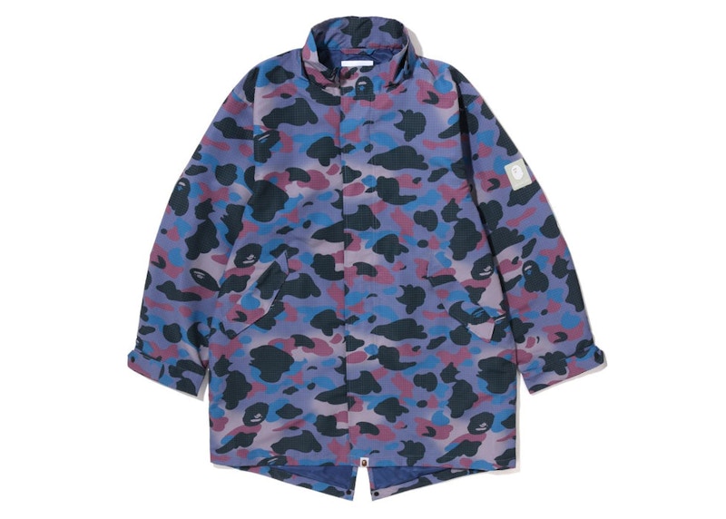 BAPE Grid Camo Relaxed Fit Fish Tail Coat Purple