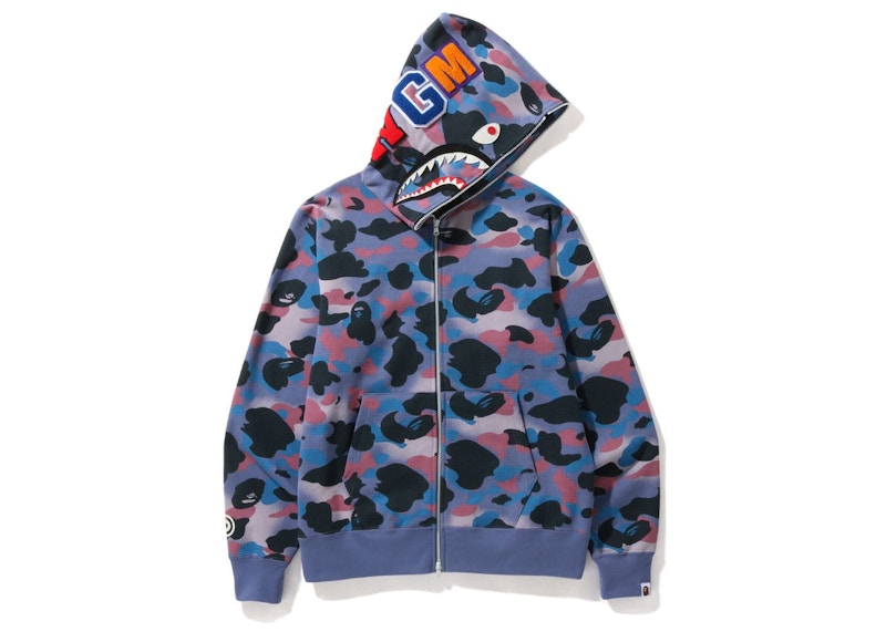 BAPE Grid Camo Shark Full Zip Hoodie Purple