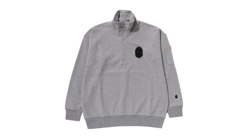 BAPE Half Zip Pull Over Sweatshirt Gray