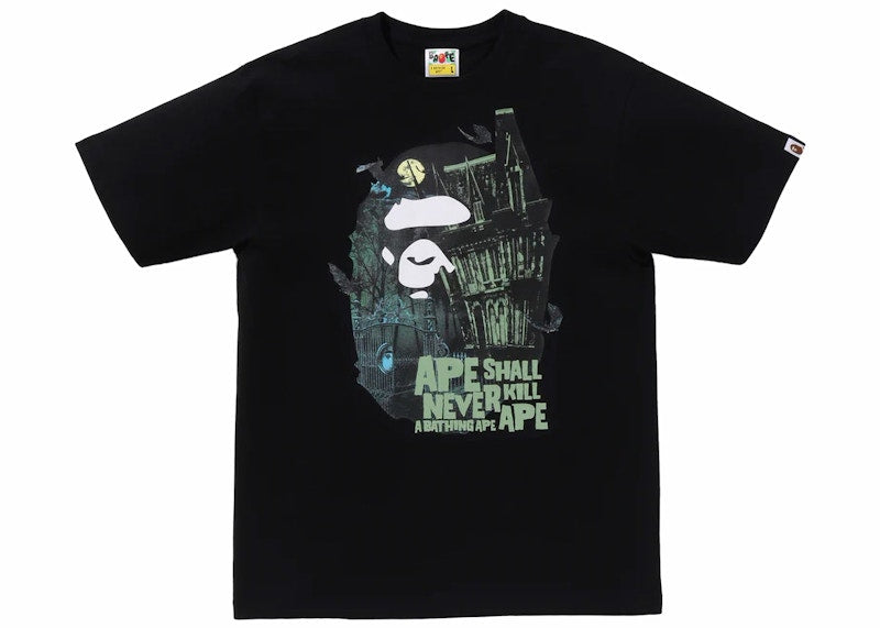 BAPE Halloween Bape Mansion Ape Head Tee Black