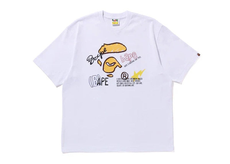 BAPE Hand Draw Graphic Relaxed Fit Tee White