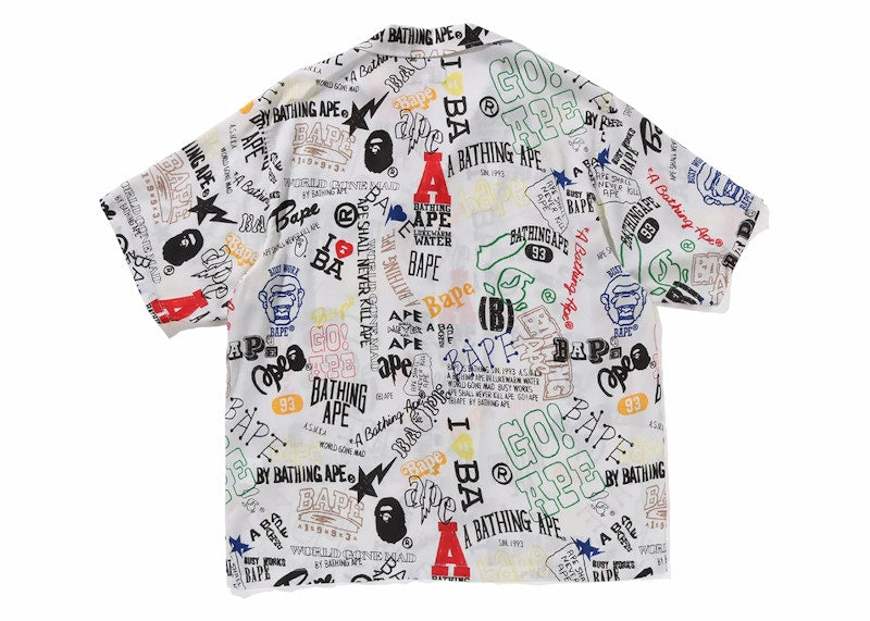 BAPE Hand Draw Open Collar S/S Shirt White